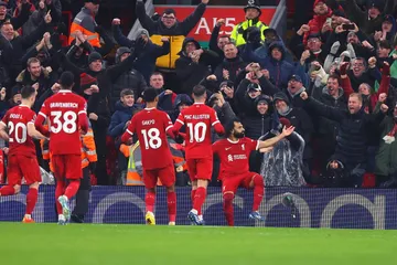 Mohamed Salah Merayakan Gol ke Gawang Newcastle United