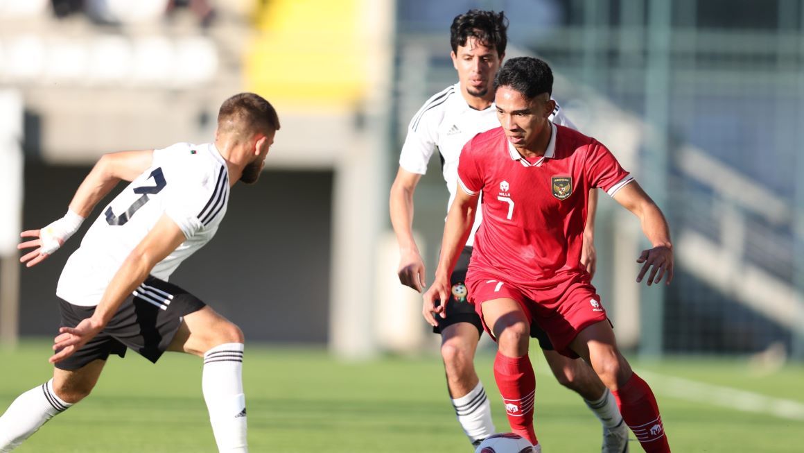 Marselino Ferdinan saat Timnas Indonesia vs Libya, Jumat (5/1/2024)/Doc PSSI