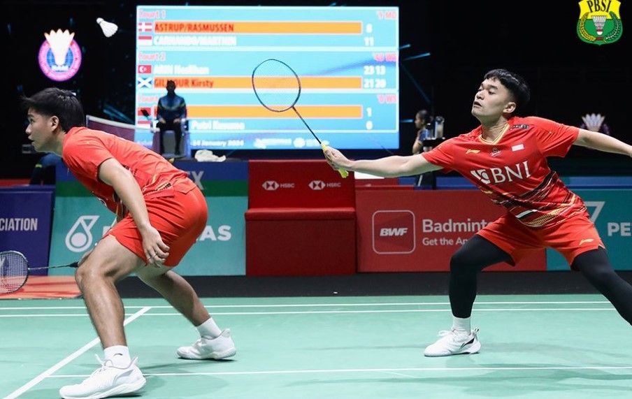 Leo/Daniel tersingkir di babak 32 besar Malaysia Open 2024. (akun X PBSI)