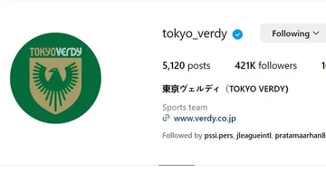 Update Jumlah Follower IG Tokyo Verdy Usai 'Buang' Pratama Arhan