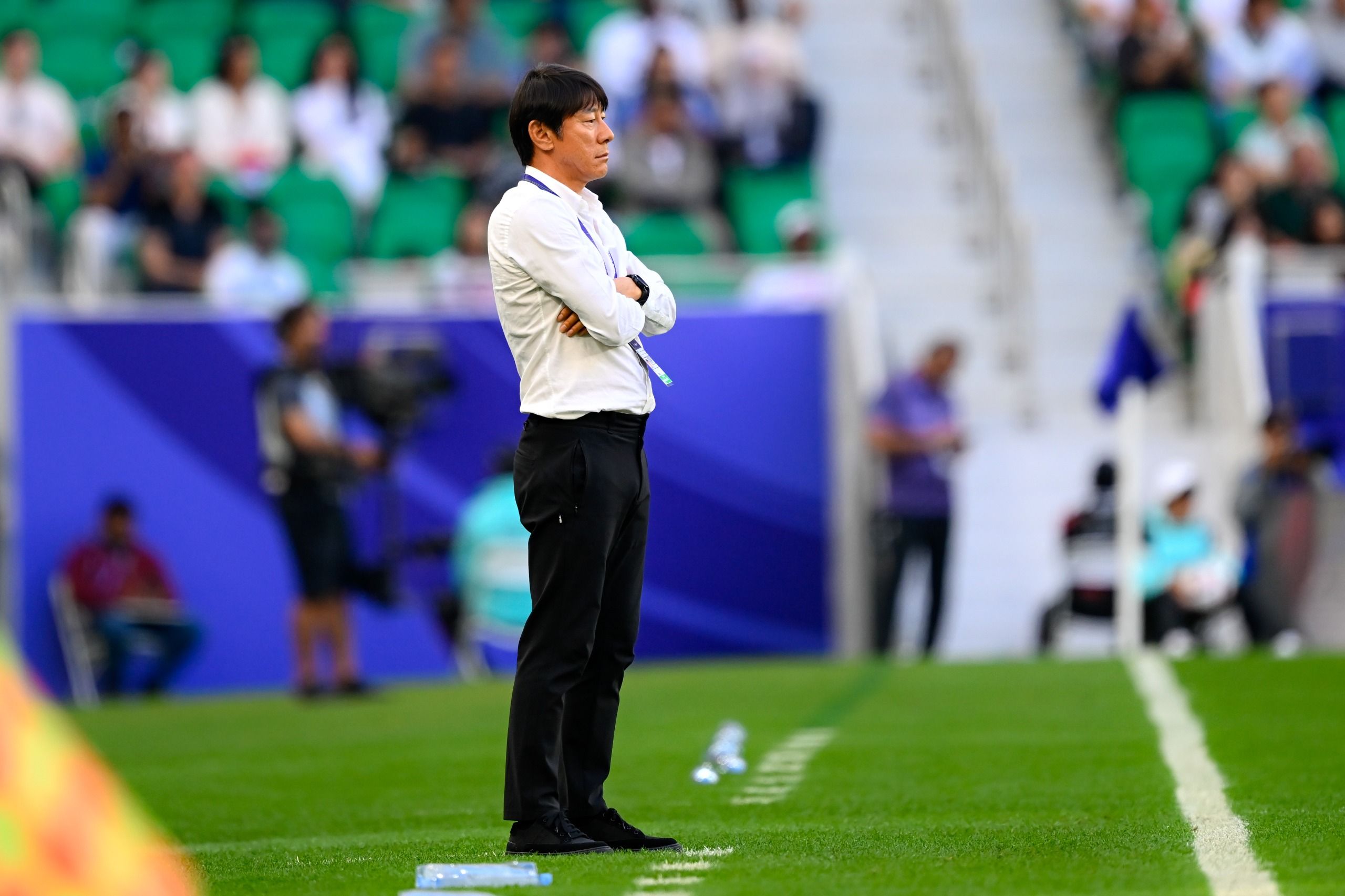 Shin Tae-yong saat laga pamungkas Grup D Piala Asia antara timnas Jepang vs Indonesia di Stadion Al Thumama, Qatar, Rabu, 24 Januari 2024 (Dok. PSSI)