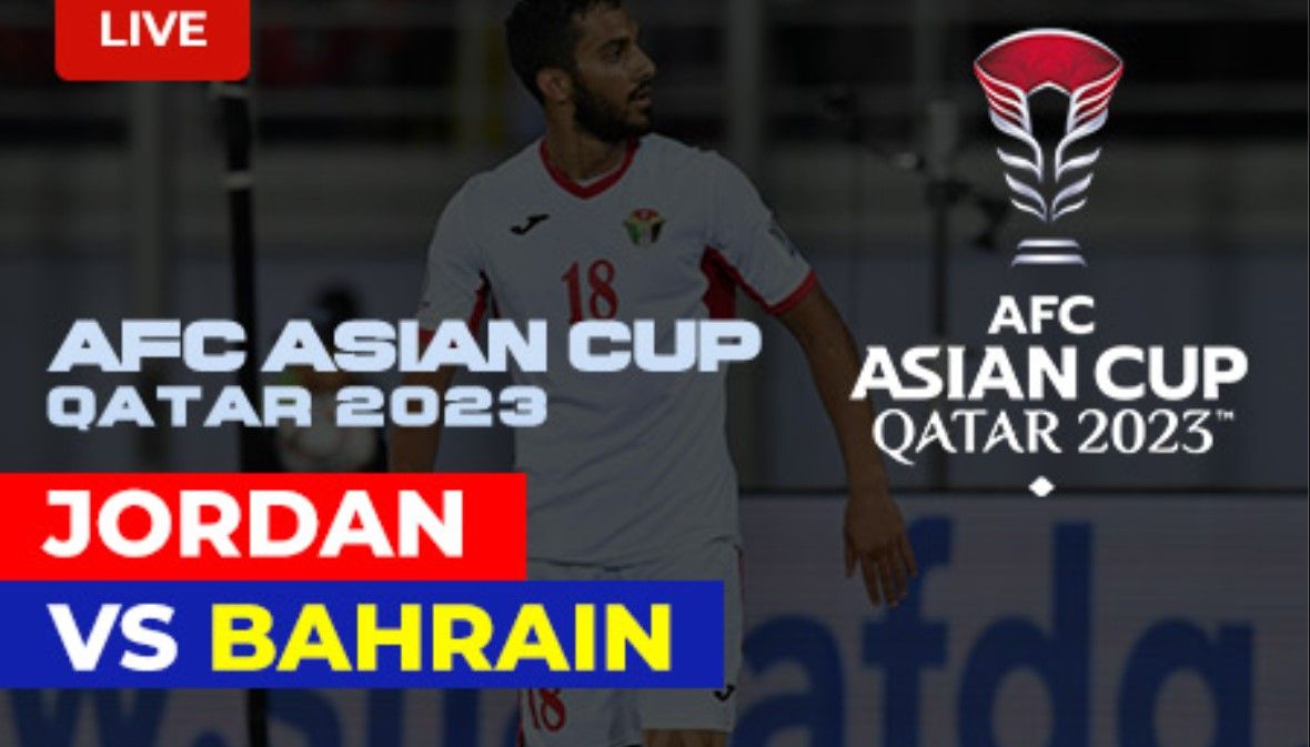 Yordania lawan Bahrain di laga terakhir grup E Piala Asia 2023, Kamis (25/1/2024)/foto: Vision+.