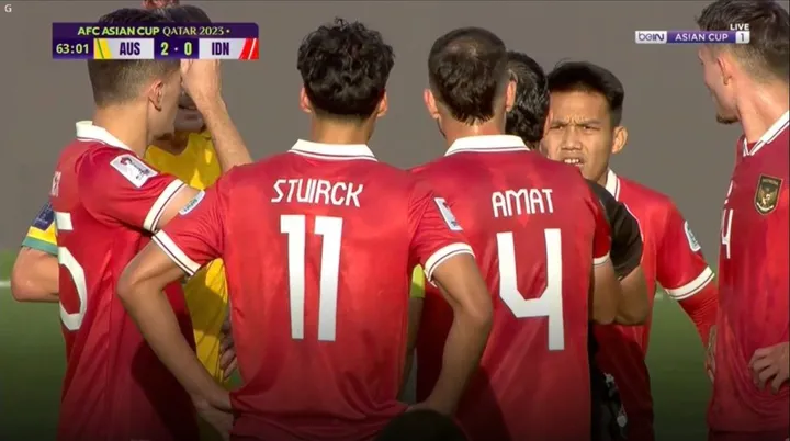 Timnas Indonesia kalah 0-4 dari Australia di babak 16 besar Piala Asia 2023, Minggu (28/1/2024) malam WIB/tangkapan layar BeIN.