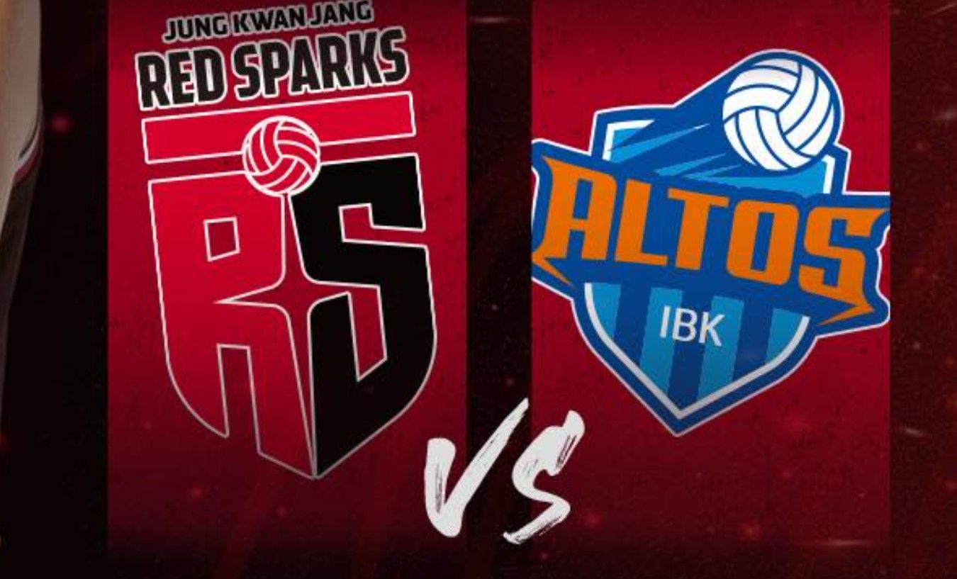 Red Sparks melawan IBK Altos pada laga pertama putaran kelima liga voli Korea Selatan atau V-League, Kamis (1/2/2024)/foto: IG Red Sparks.