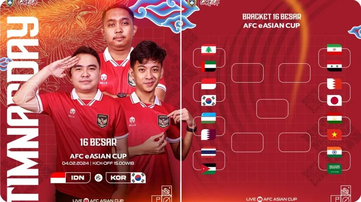 Link Live Streaming Indonesia vs Korsel di 16 Besar eAsian Cup 2023