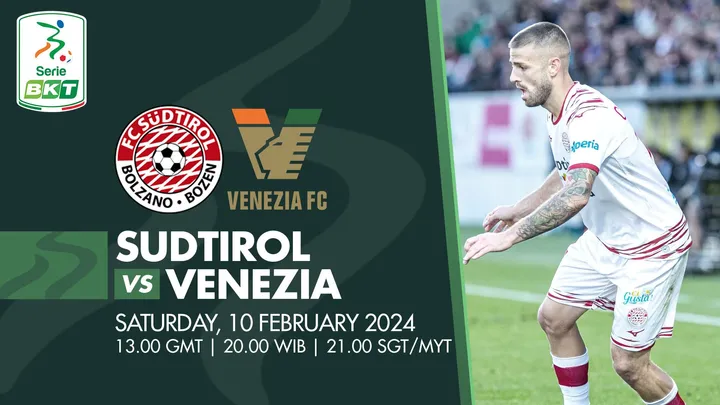 Sudtirol menjamu Venezia dalam lanjutan Serie B 2023/2024 Sabtu (10/2/2024) malam WIB/foto: MolaTV.