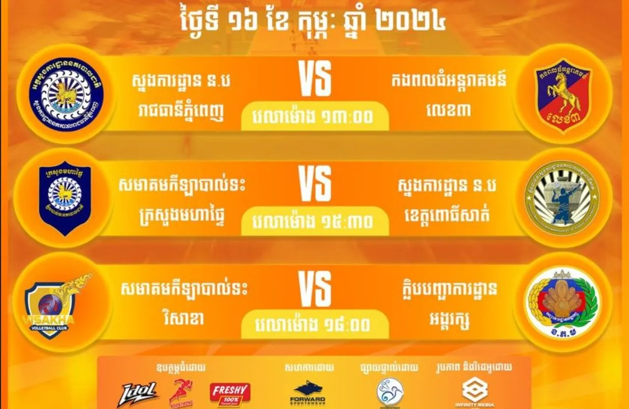Jadwal Pertandingan Terakhir Liga Voli Kamboja Techo League 2024