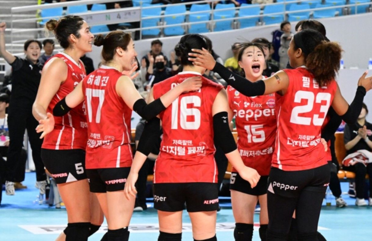 AI Peppers dipastikan finis di dasar klasemen liga voli putri Korea Selatan atau V-League women 2023/2024/foto: KOVO.