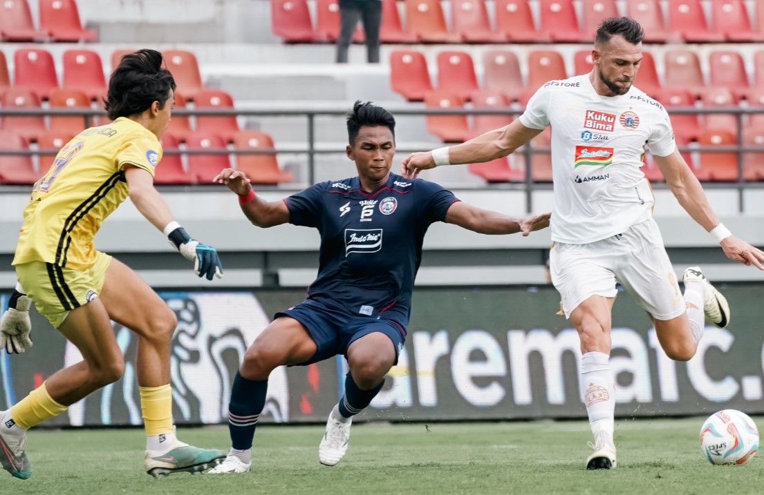 Arema FC meraih kemenangan 3-2 atas Persija Jakarta dalam lanjutan Liga 1 2023/2024, Senin (26/2/2024)/foto: Twitter Persija.