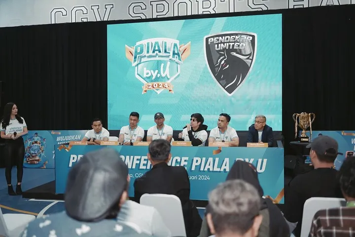 Atta Halilintar dalam press conference Piala by.U 2024 yang dihelat di Jakarta, 26 Februari 2024 (dokumentasi panitia)