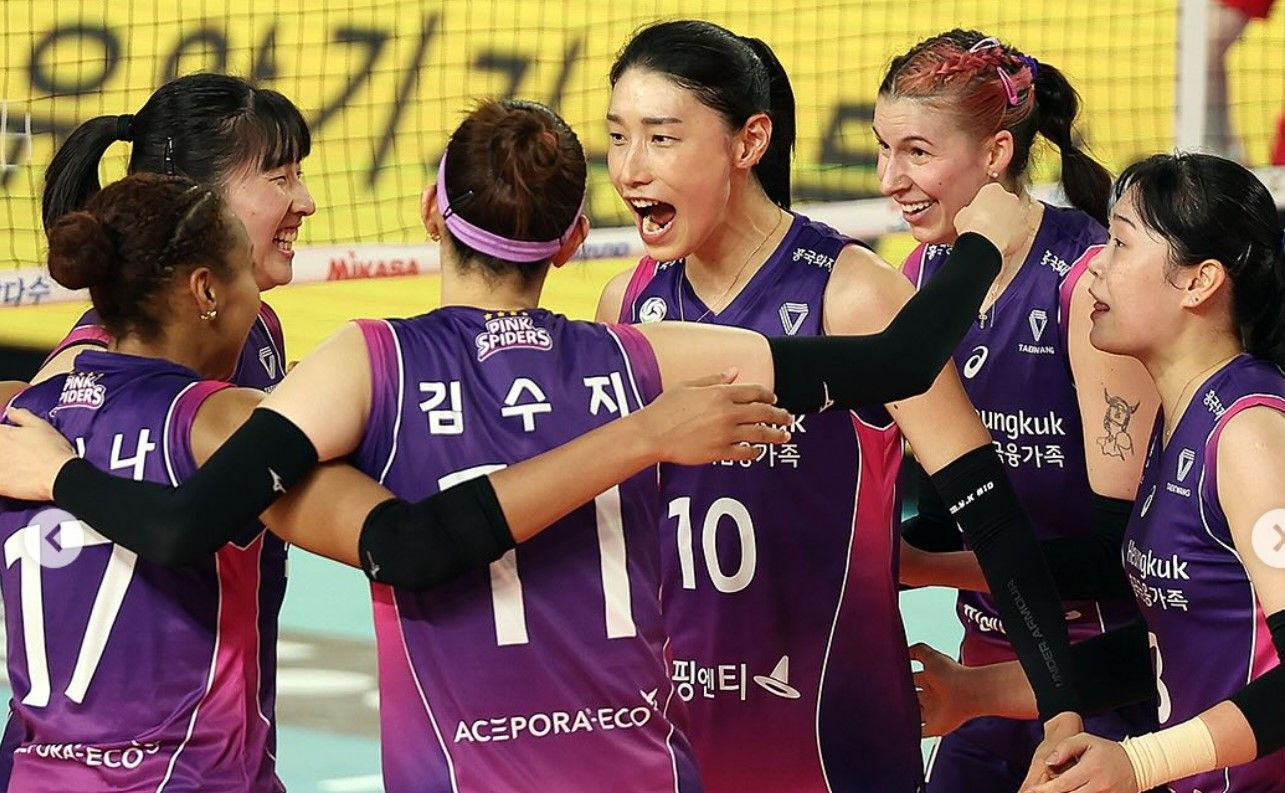 Pink Spiders kalah 1-3 dari Red Sparks di liga voli putri Korea Selatan atau V-League putaran keenam, Sabtu (24/2/2024)/foto: IG Pink Spiders.