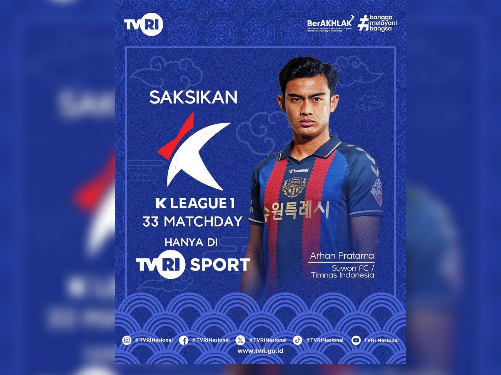 TVRI mengumumkan bahwa mereka akan menayangkan siaran langsung 33 pertandingan K-League musim 2024 setiap hari Minggu.