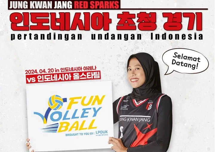 JungKwanJang Red Sparks akan melawan Indonesia All Star di Indonesia Arena pada 20 April 2024 mendatang.