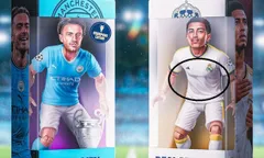 Action Figure Jude Bellingham - Action Figure Jude Bellingham (kanan) berbaju Real Madrid namun tidak menampilan sponsor utama tim tersebut. Gambar ini diunggah di akun Instagram Manchester City pada Jumat (15/3/2024)