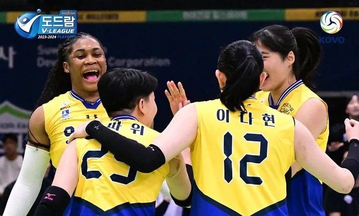 Hyundai Hillstate berhasil memenangi pertandingan kedua final Liga Voli Korea Selatan yang berlangsung, 30 Maret 2024 (Instagram KOVO Official)