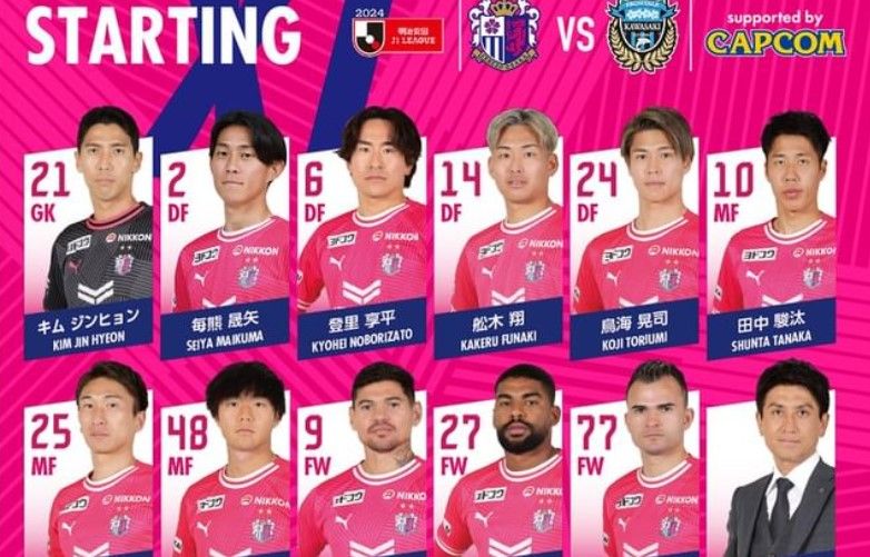 Susunan pemain Cerezo Osaka vs Kawasaki Frontale, Sabtu (13/4/2024)/foto: IG Cerezo Osaka.