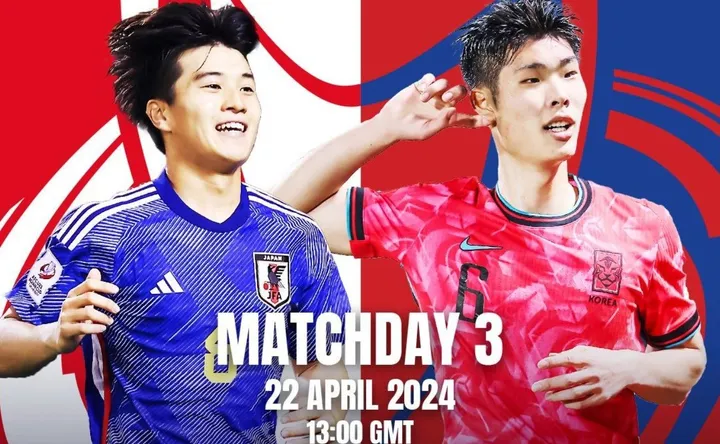 Jepang U-23 menghadapi Korea Selatan U-23 dalam pertandingan terakhir Grup B Piala Asia U-23 2024, Senin (22/4/2024) malam WIB/foto: IG AFC Asian Cup.