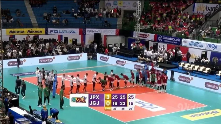 Jakarta Pertamina Pertamax menang 3-0 atas Jakarta Garuda Jaya di Proliga 2024, Sabtu (27/4/2024).