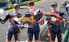 podium red bull rookies cup le mans.jpg - Podium Red Bull Rookies Cup 2024 di Sirkuit Le Mans, Prancis, Minggu (12/5/2024)/foto: Red Bull.