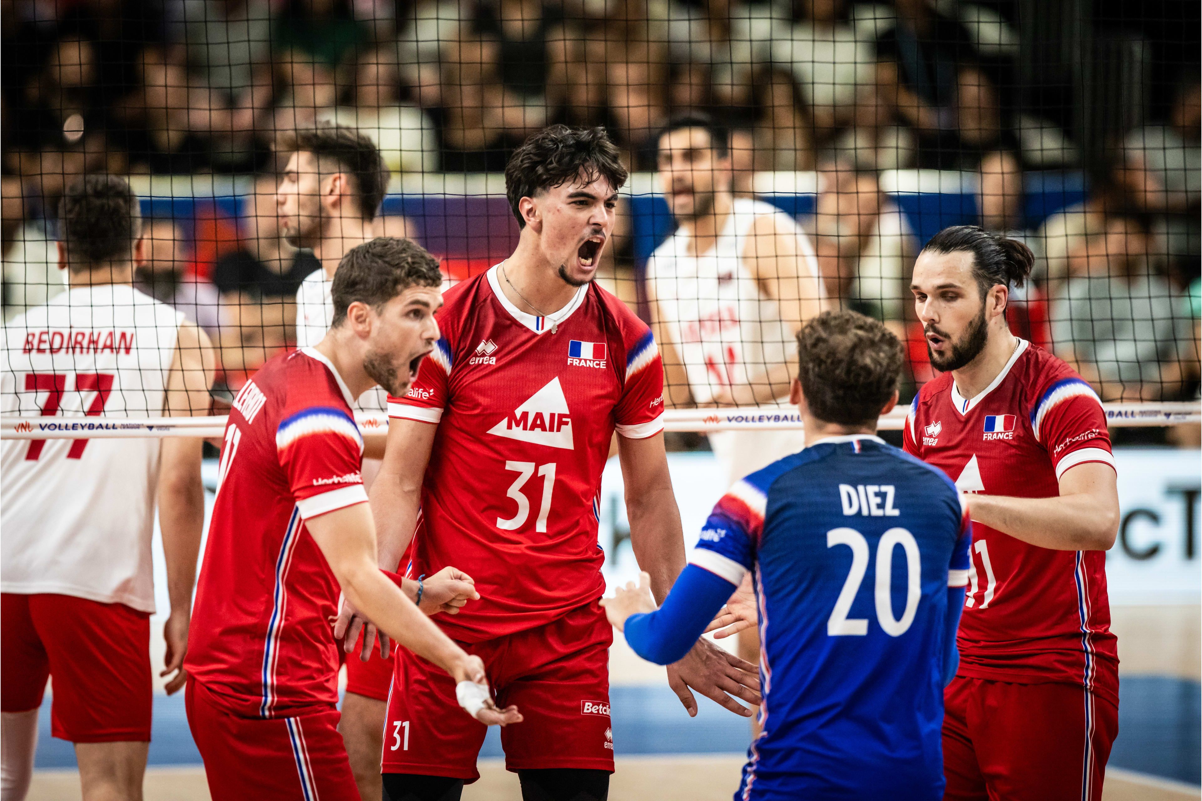 Berikut adalah link live streaming laga Volleyball Nations League (VNL) 2024 Putra antara Prancis vs Italia yang digelar Kamis (6/6/2024) pukul 07.00 WIB.