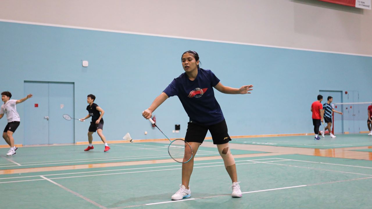 Gregoria Mariska Tunjung latihan di Singapore Open 2024/ Media PBSI