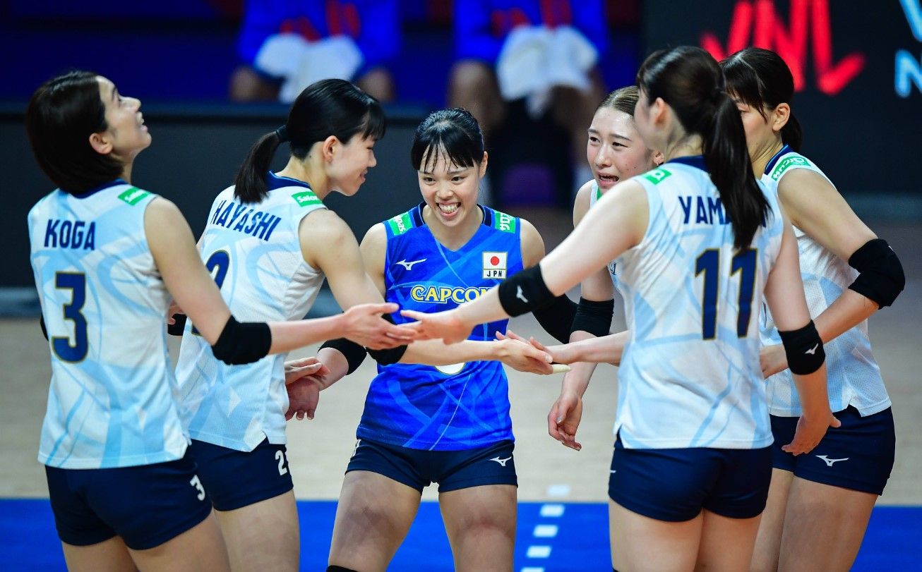 Jepang kalahkan Prancis di pekan kedua VNL 2024 putri, Kamis (30/5/2024)/foto: Volleyball World.