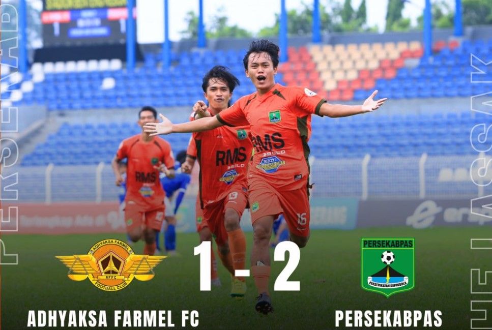 Persekabpas menang 2-1 atas Adhyaksa Farmel FC di laga kedua babak 8 besar Liga 3 2023/2024, Sabtu (1/6/2024).