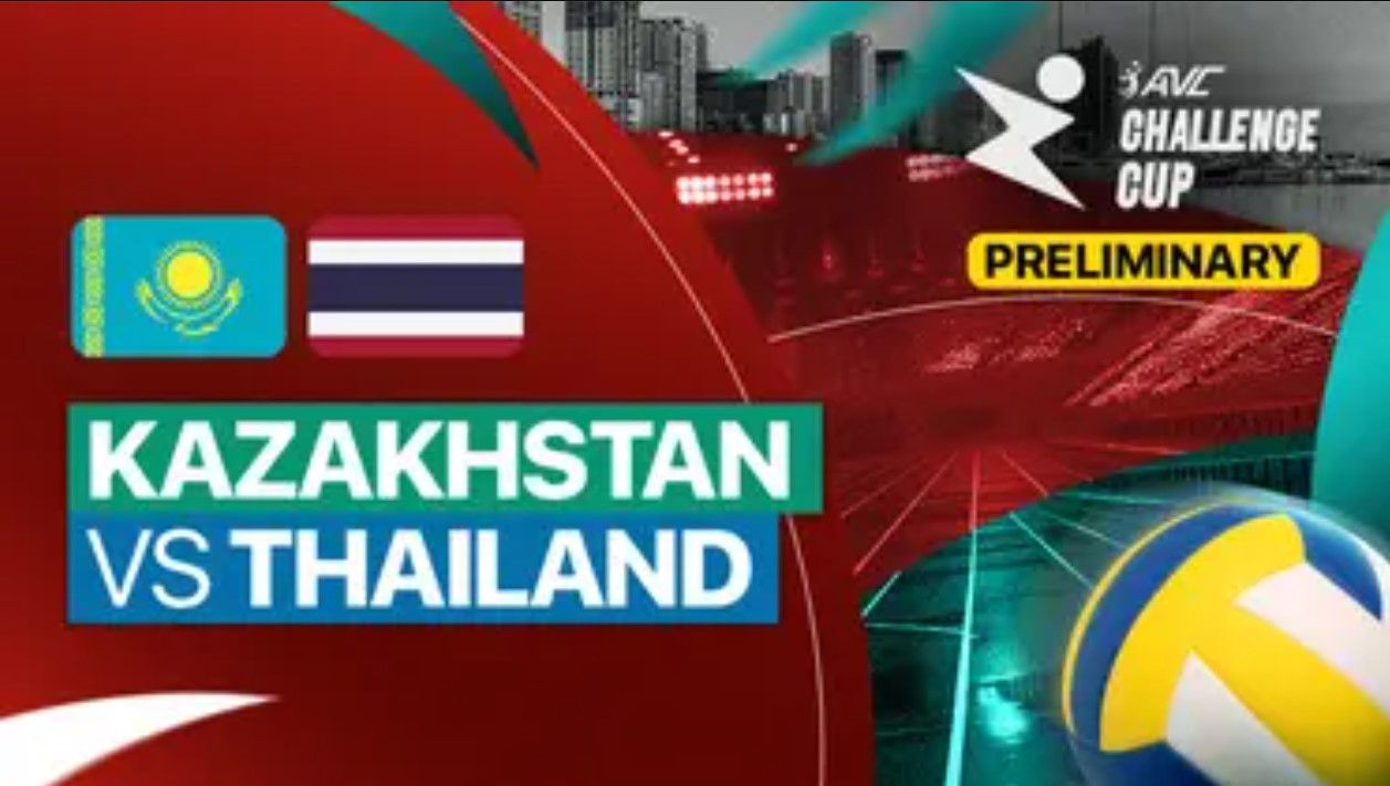 Kazakhstan menghadapi Thailand di penyisihan AVC Challenge Cup 2024, Selasa (4/6/2024).