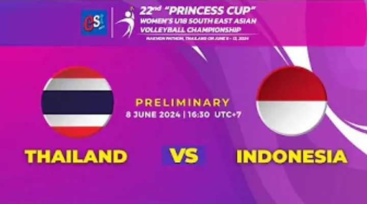 Timnas voli putri Indonesia U-18 menghadapi Thailand di turnamen Princess Cup 2024, Sabtu (8/6/2024).