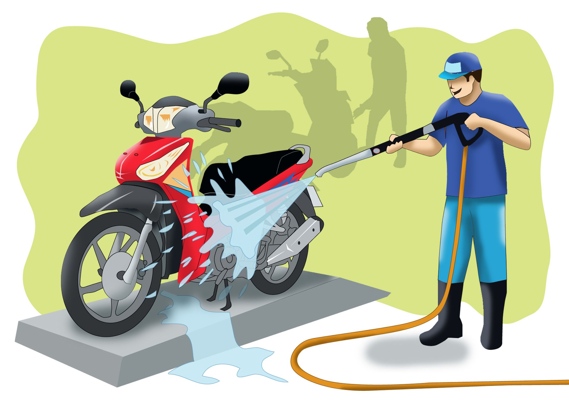 ILUSTRASI CUCI MOTOR. DOK.SPORTCORNER.ID-TIYOK