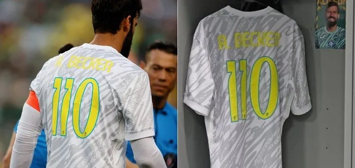 Jersey Nomor Punggung 110 milik Alisson Becker