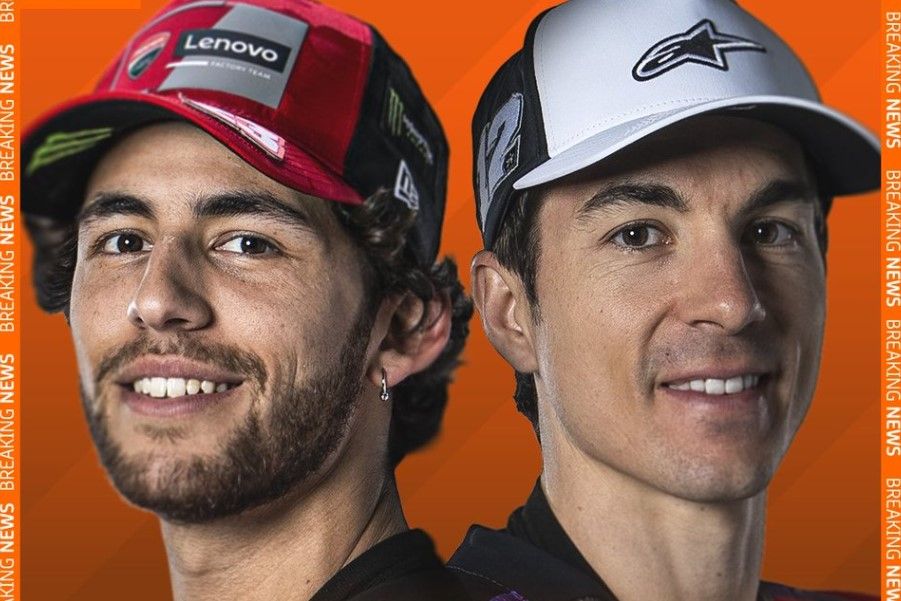 Enea Bastianini dan Maverick Vinales resmi gabung ke Red Bull KTM Tech3 untuk MotoGP 2025/foto: MotoGP.