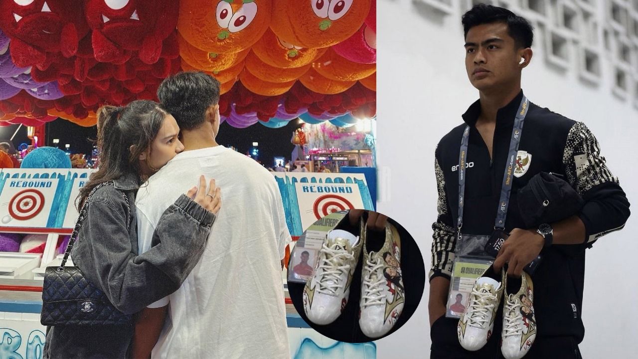 Pratama Arhan menggunakan sepatu edisi khusus bergambar wajah sang istri, Zize, di laga melawan Filipina/foto: IG Pratama Arhan.