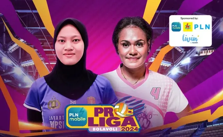 Jakarta Popsivo Polwan menghadapi Jakarta Livin Mandiri di pekan ketujuh Proliga 2024, Kamis (20/6/2024).