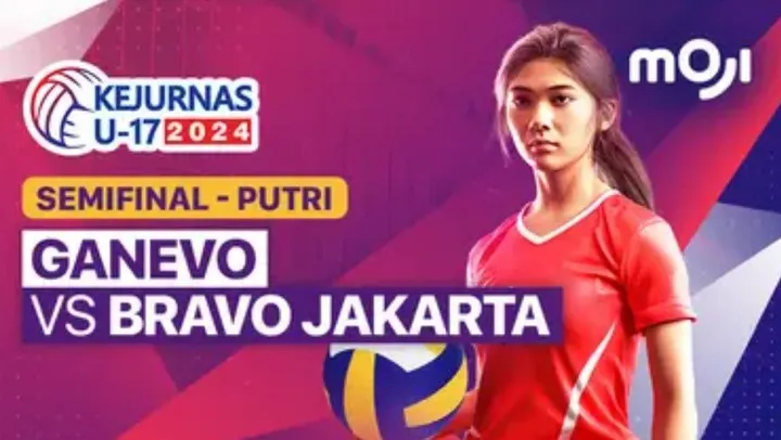 Ganevo Yogyakarta menghadapi Bravo Jakarta di semifinal Kejurnas voli U-17 2024, Sabtu (29/6/2024).