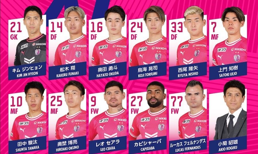 Susunan pemain Cerezo Osaka untuk laga melawan Nagoya Grampus, Minggu (30/6/2024)/foto: IG Cerezo Osaka.