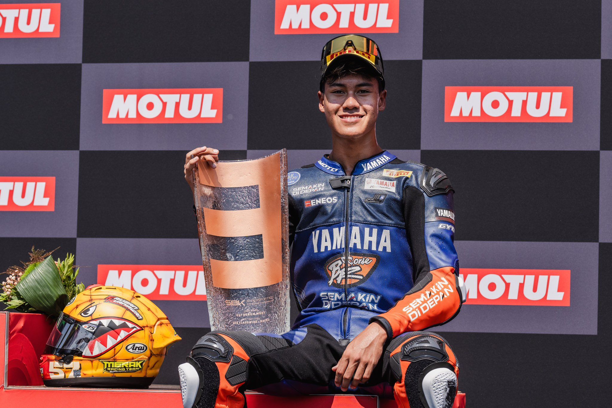 Aldi Satya Mahendra finis di posisi ketiga di WorldSSP300 Ceko 2024/foto: Twitter Yamaha Racing.