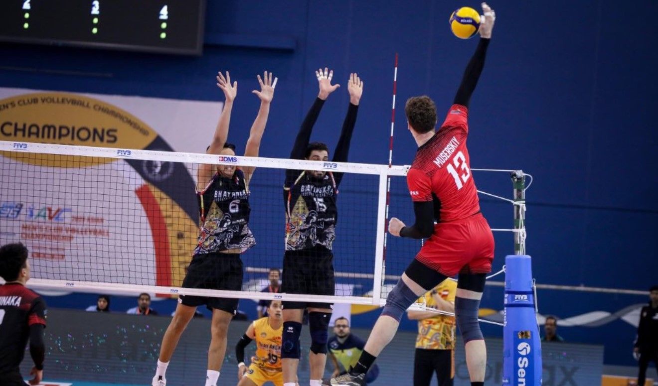 Jakarta Bhayangkara Presisi menghadapi Suntory Sunbirds di final AVC Men's Club Volleyball Championship 2023/foto: AVC.