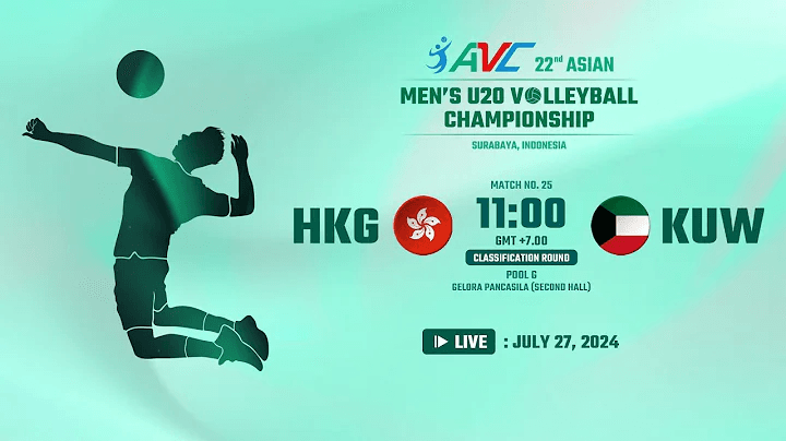 Hong Kong vs Kuwait AVC U-20 2024 / Youtube AVC