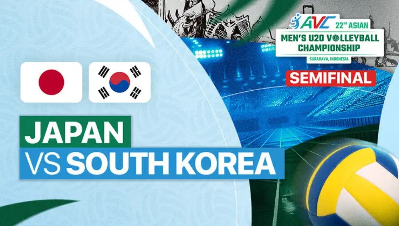 Jepang menghadapi Korea Selatan di semifinal Kejuaraan Voli Asia U-20 2024 Putra, Senin (29/7/2024)/foto: Vidio.