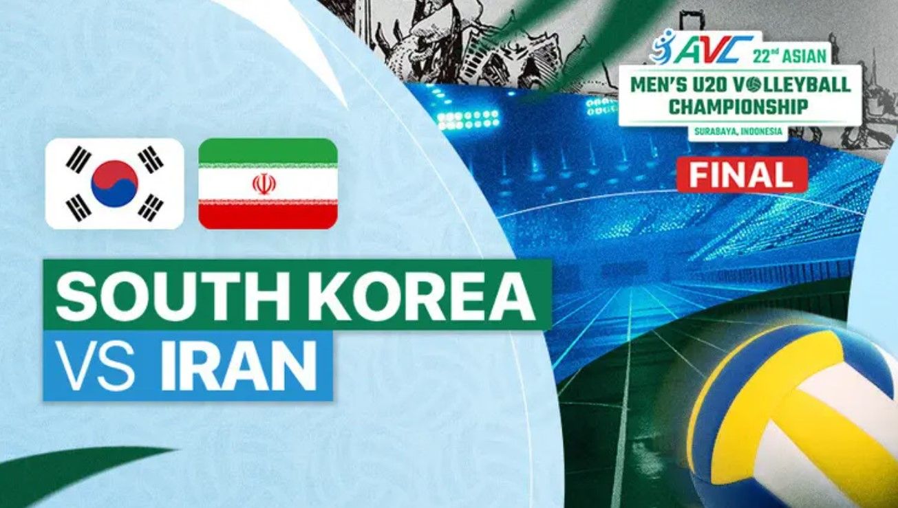 Korea Selatan menantang Iran di final AVC U-20 2024 Putra, Selasa (30/7/2024)/foto: Vidio.