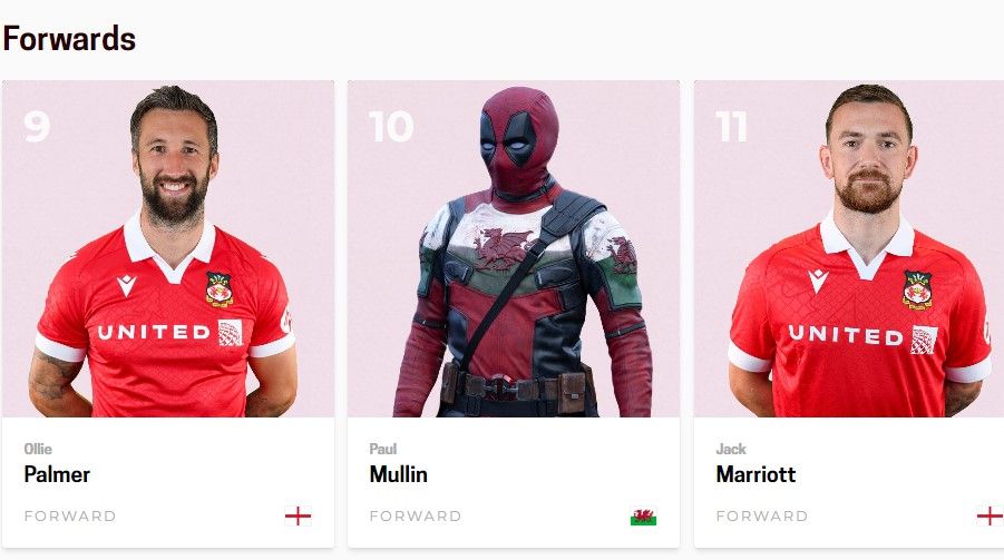 Pemain Ini Ganti Profil Resmi di Laman Resmi Klub Wrexham dengan Foto Deadpool / Website Wrexham AFC