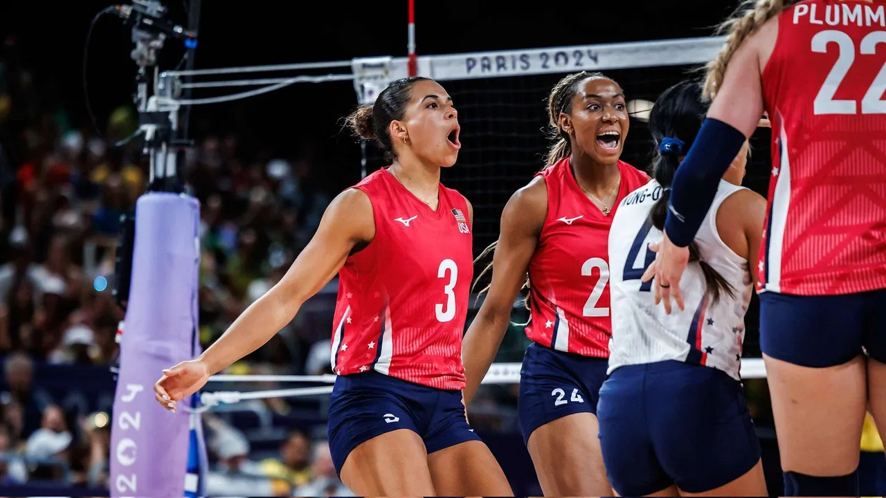 Tim putri Amerika Serikat sukses melangkah ke final voli Olimpiade Paris 2024 sektor putri usai mengalahkan Brasil di semifinal (Volleyballworld)