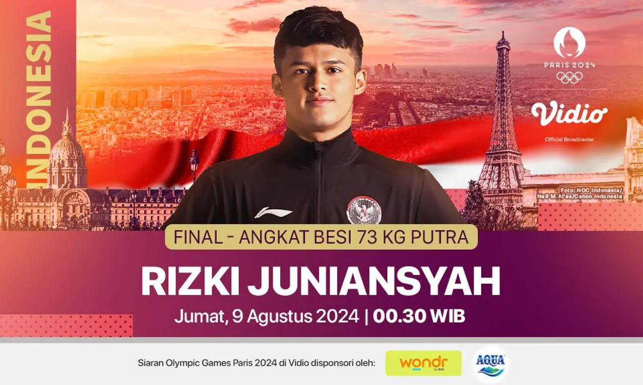 Link live streaming pertandingan angkat besi Olimpiade Paris 2024 yang akan diikuti Rizki Juliansyah (Vidio)