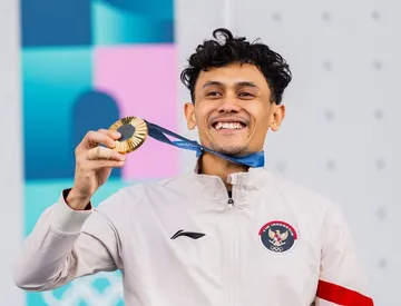 Veddriq Leonardo jadi peraih emas pertama bagi Indonesia di Olimpiade Paris 2024 (NOC Indonesia)