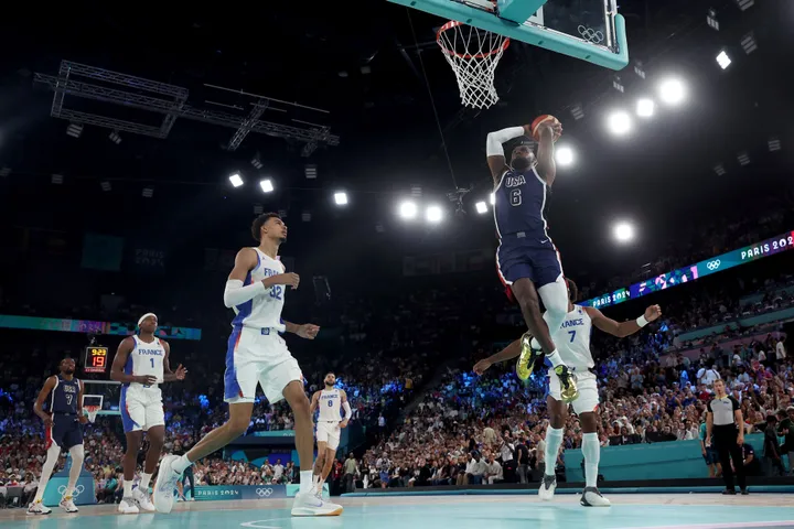 Victor Wembanyama tampil luar biasa dalam final basket putra Olimpiade Paris 2024 antara Amerika Serikat vs Prancis, Minggu (11/8/2024).