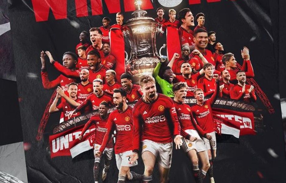 Manchester United meraih trofi FA Cup atau Piala FA 2023/2024/foto: IG Man United.