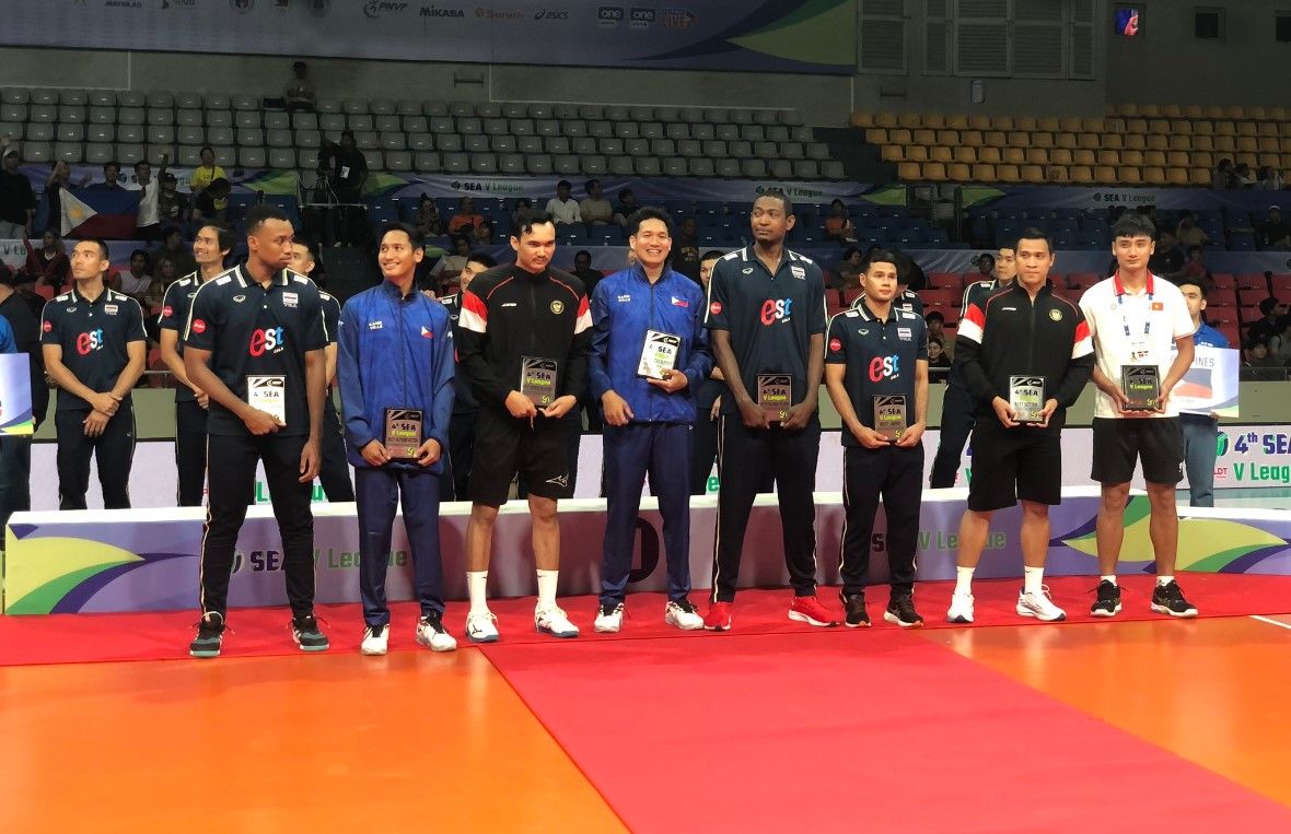 Pemain penerima penghargaan SEA V League 2024 putra leg pertama/foto: Twitter @johnmarkdg_