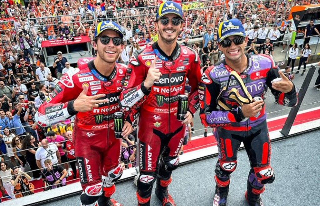 Francesco Bagnaia memenangi MotoGP Austria 2024/foto: Twitter MotoGP.