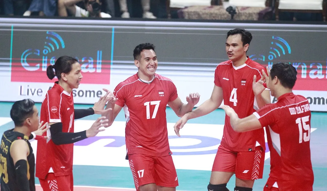 Timnas voli putra Indonesia saat berlaga di SEA V League 2024 (PBVSI)